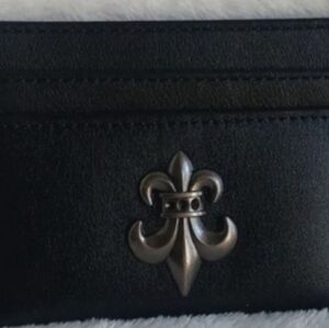 Men's Black and Silver faux leather cardholder